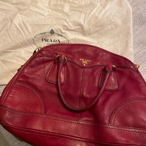 Beautiful red leather Prada handbag